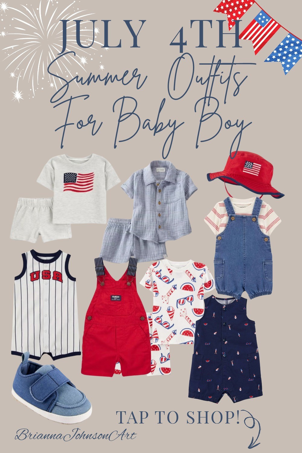 Carters Red, white, and too cute!Get your little guy ready for July 4th with these adorable baby boy outfits! Perfect for parades, BBQs, and all the summer fun.From patriotic rompers to comfy sets and star-spangled accessories, I’ve rounded up my favorite picks just in time for Independence Day!

