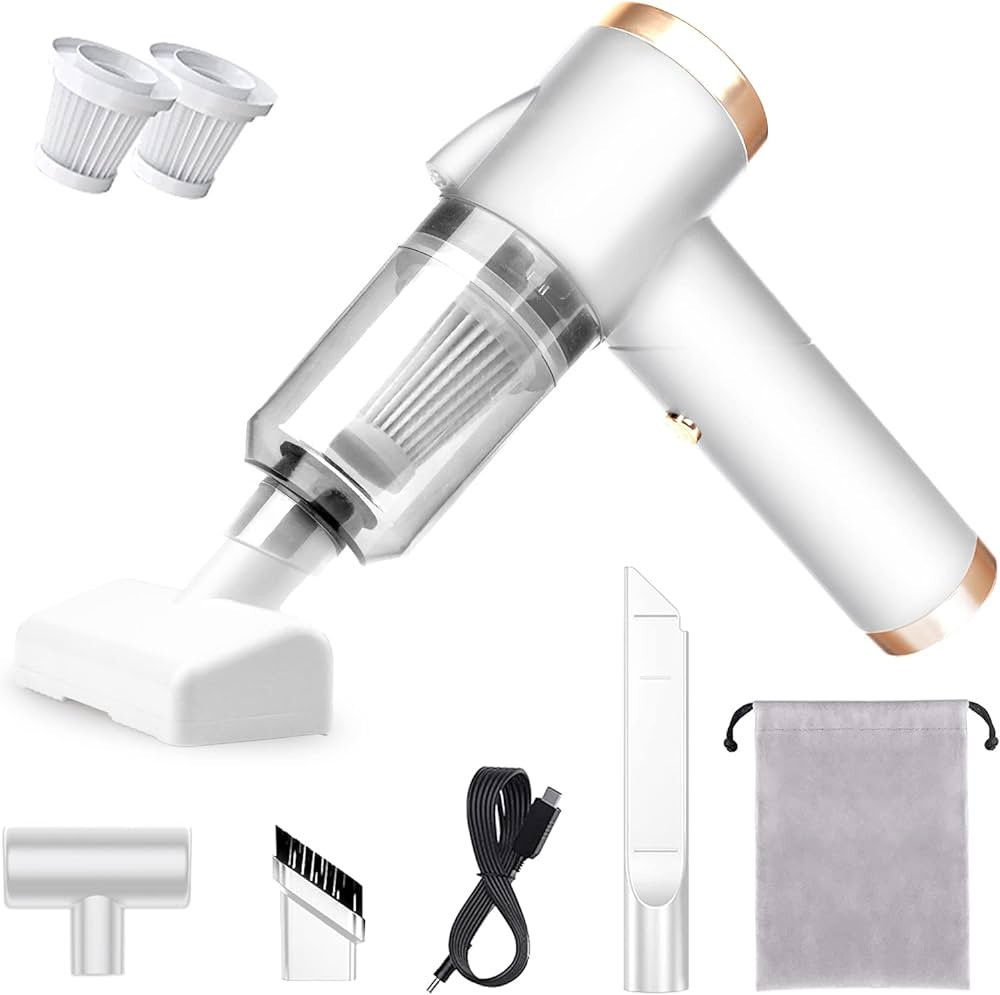 KOROICK Wireless Handheld Car Vacuum Cleaner - 90° Foldable Portable Vacuum Cleaner for Car, 9000PA Suction Cordless Car Vacuum, Rechargeable Mini Car Vacuum for Vehicle, Home and Office (White) | Amazon (US)
