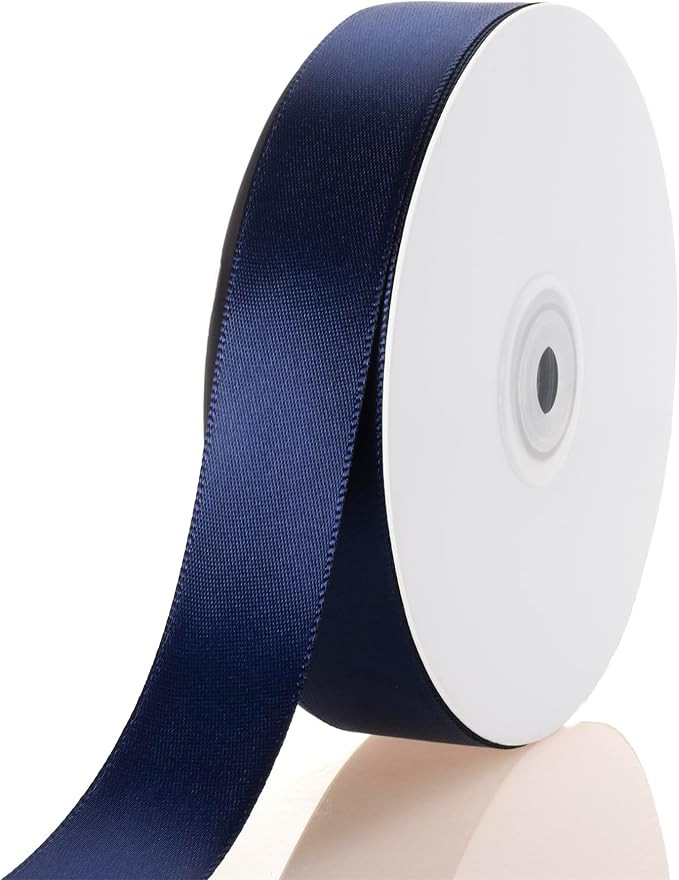 1 Inch Navy Blue Ribbon, 50 Yards Craft Polyester Satin Ribbon Perfect for Gift Wrapping, Handmad... | Amazon (US)