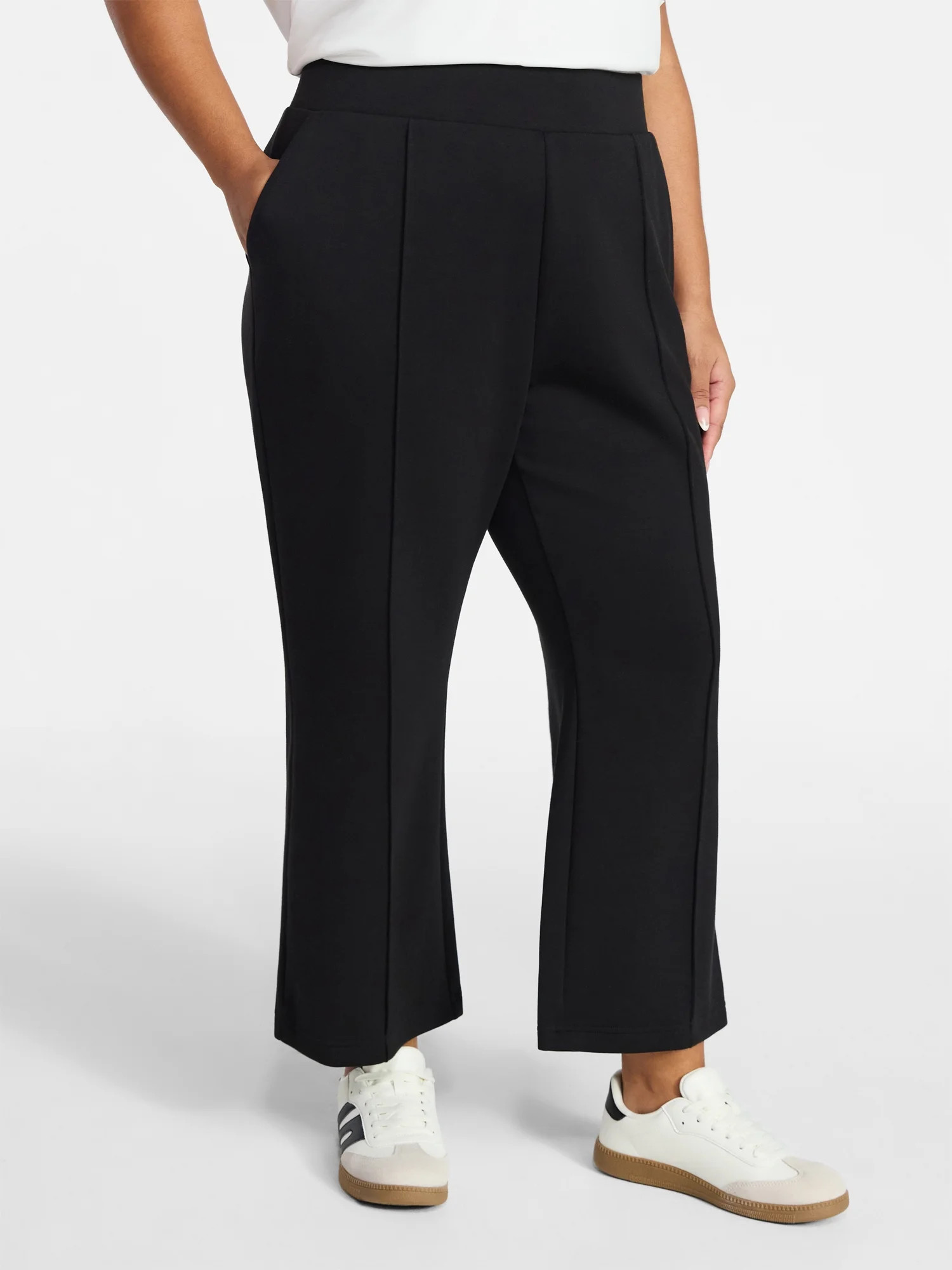 Terra & Sky Women's Plus Size Scuba Knit Kick Flare Pants, Sizes 0X-5X | Walmart (US)