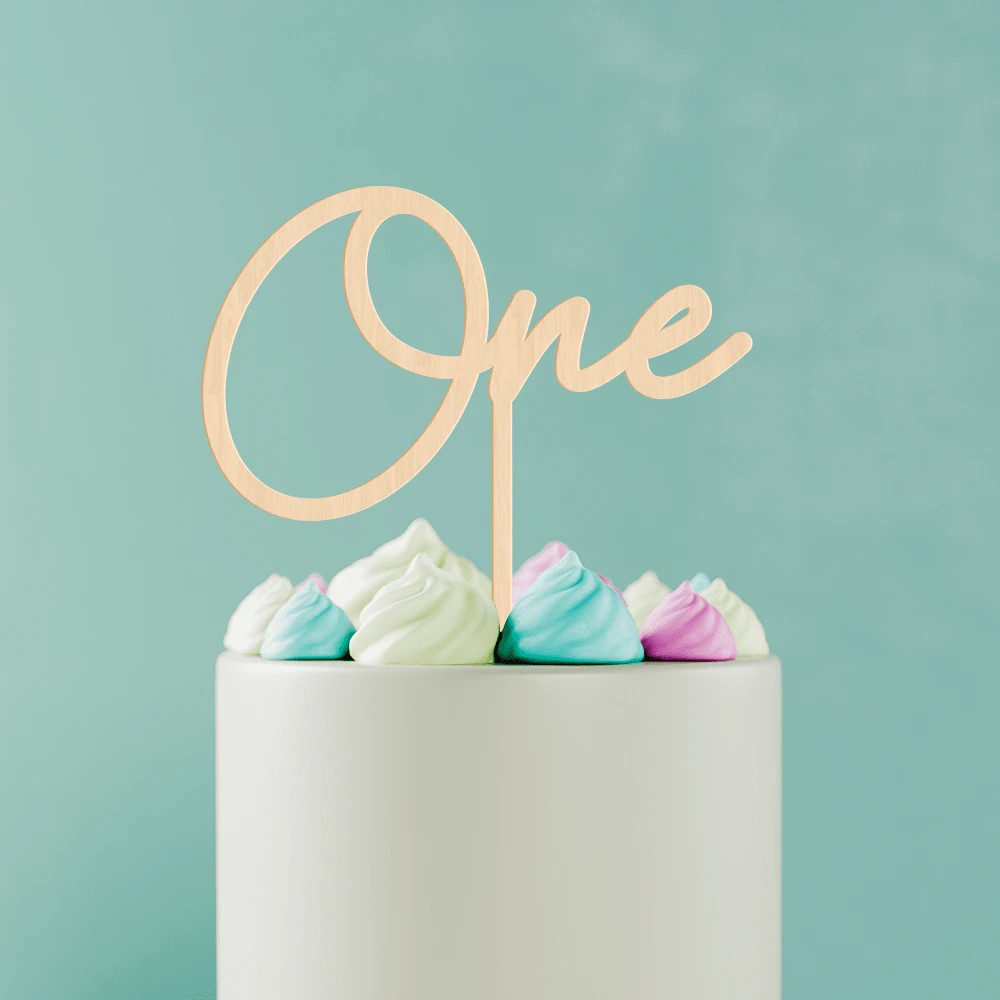 Wooden 'one' Birthday Cake Topper, 1st Birthday Party Cake Decoration For Boys And Girls (Large 6... | SHEIN