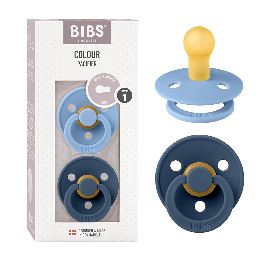 BIBS Colour Baby Pacifier 2-Pack | Made in Denmark | BPA Free Dummy Soother, Round Nipple. Natura... | Amazon (US)