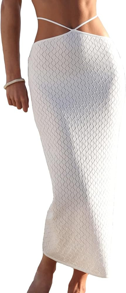 Verdusa Women's Tie Back High Waist Beach Bodycon Skirt Swimsuit Cover Up | Amazon (US)