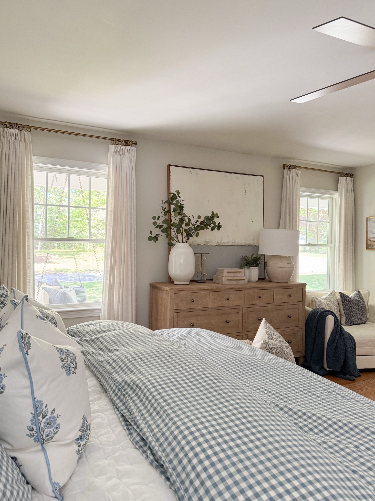 Layered coastal bedroom! This bedroom is all about relaxed layers, soft blues, and classic coastal patterns that make the space feel serene.

#LTKHome