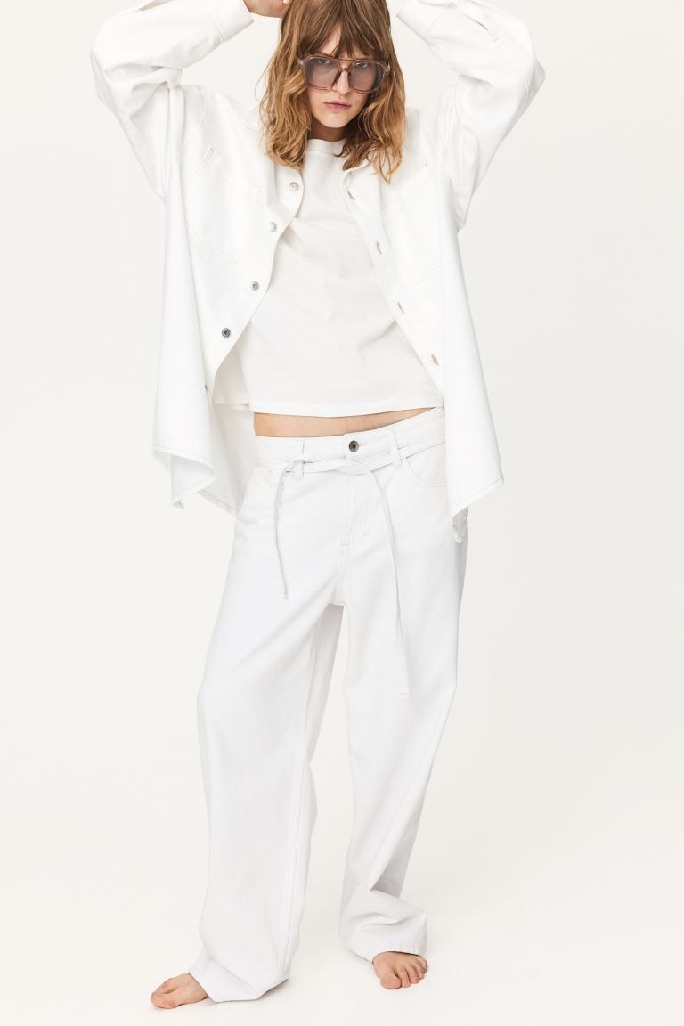 Super Baggy Low Jeans - Low waist - Extra-long legs - White - Ladies | H&M US | H&M (US + CA)