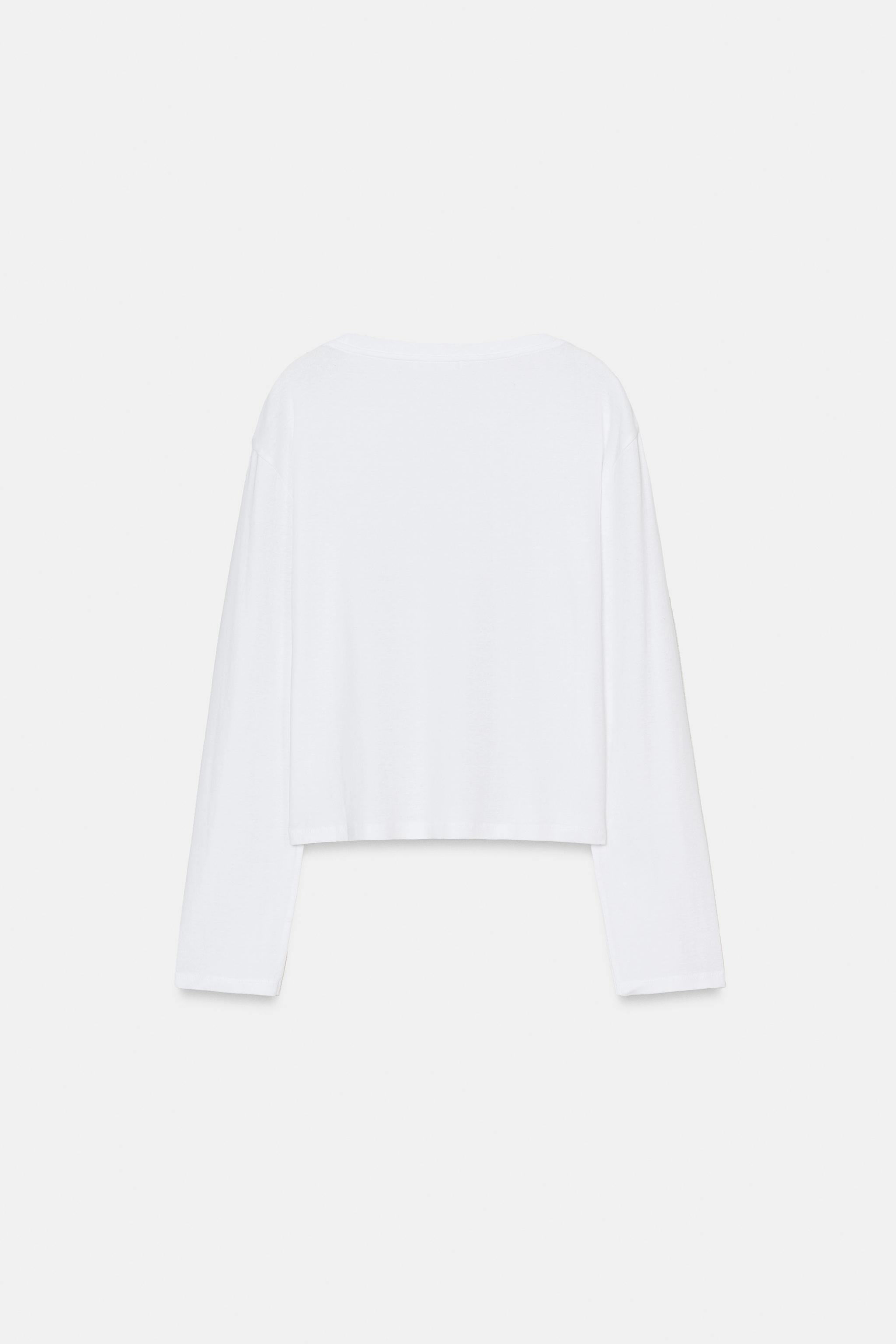 LONG SLEEVE BOAT NECK T-SHIRT | Zara UK