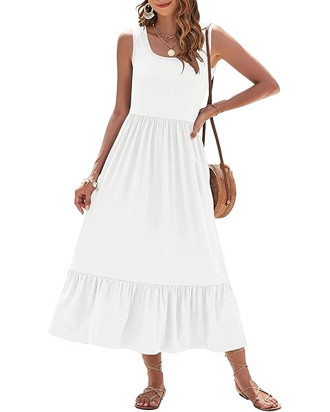 AUSELILY Maxi Dress Summer Dresses Casual Tiered Sundresses | Amazon (US)