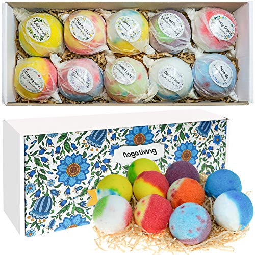 Nagaliving Bath Bombs Gift Set, 10 Organic Bubble Bath Bombs, Wonderful Fizz Effect Bath Gift for... | Amazon (US)