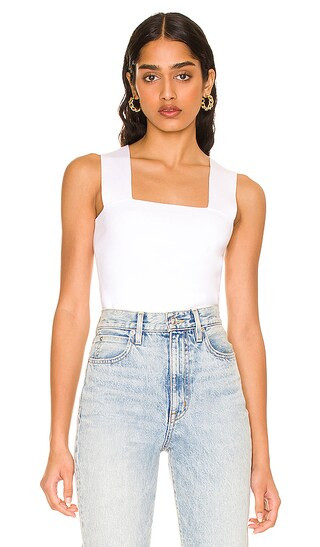 Wide Strap Square Neck Tank in Bleach White | Revolve Clothing (Global)