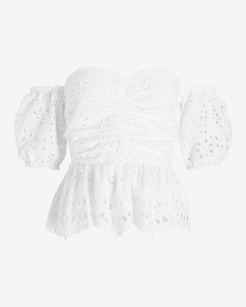 Eyelet Lace Off The Shoulder Top | Express