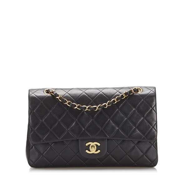 Unisex Pre-Owned Authenticated Chanel Medium Classic Lambskin Double Flap Bag Leather Black Shoul... | Walmart (US)