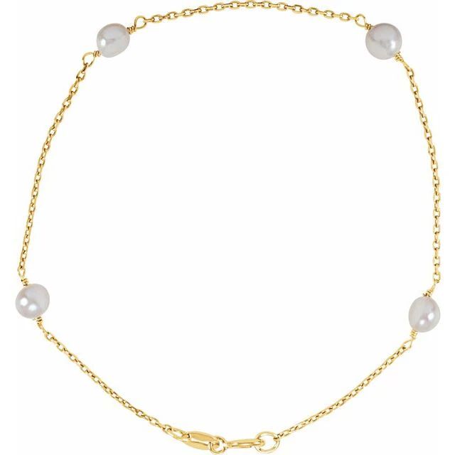 Pearl Station Bracelet | Diamond Aupair