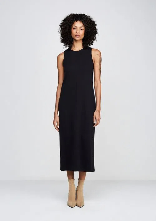 Vestido Midi Evasê Em Viscose Com Fenda - Preto - DZARM | Moda Versátil, Cool e Atemporal | Rou... | DzarmHering (BR)