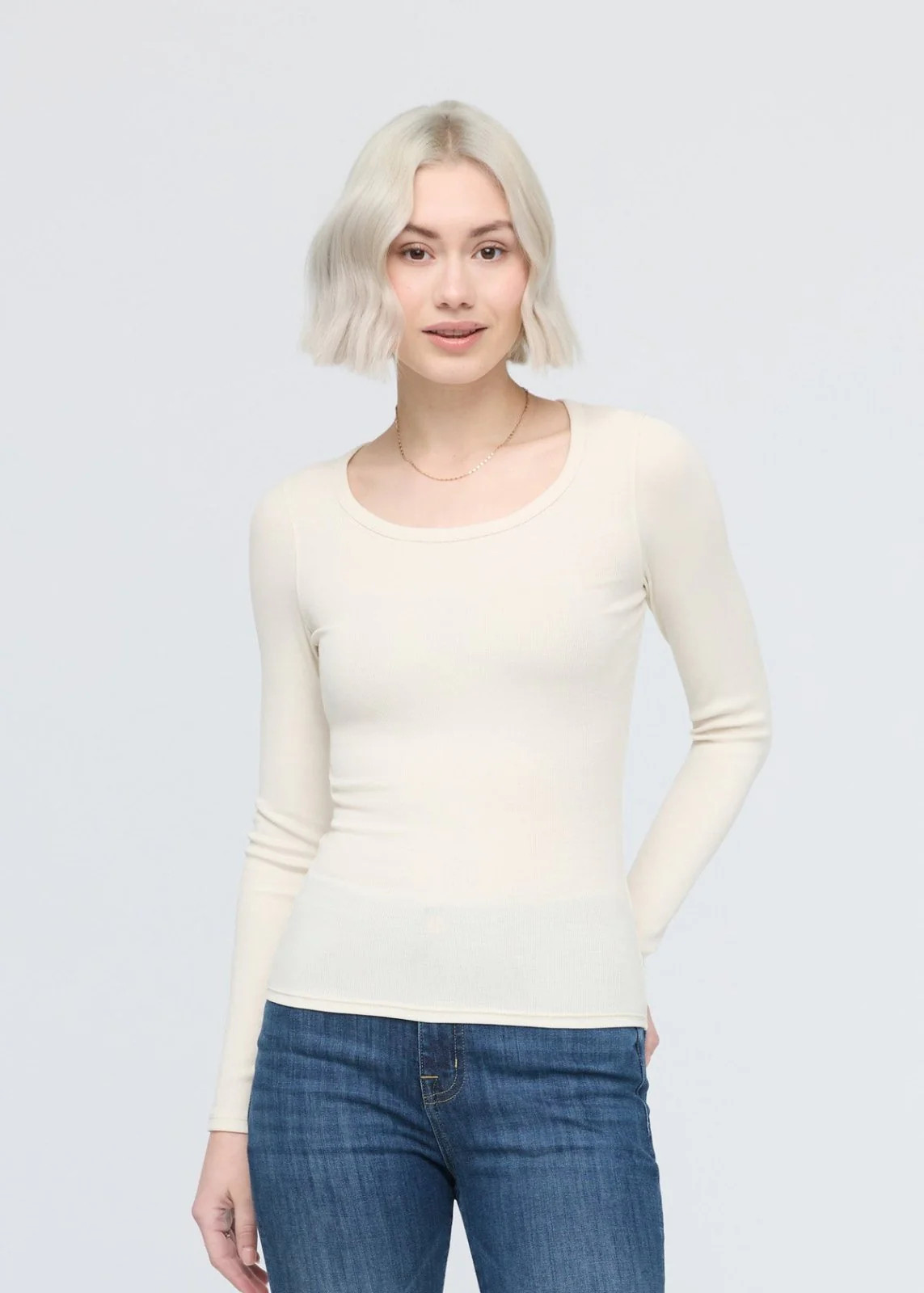 Ribbed Pima Long Sleeve Tee | DUER