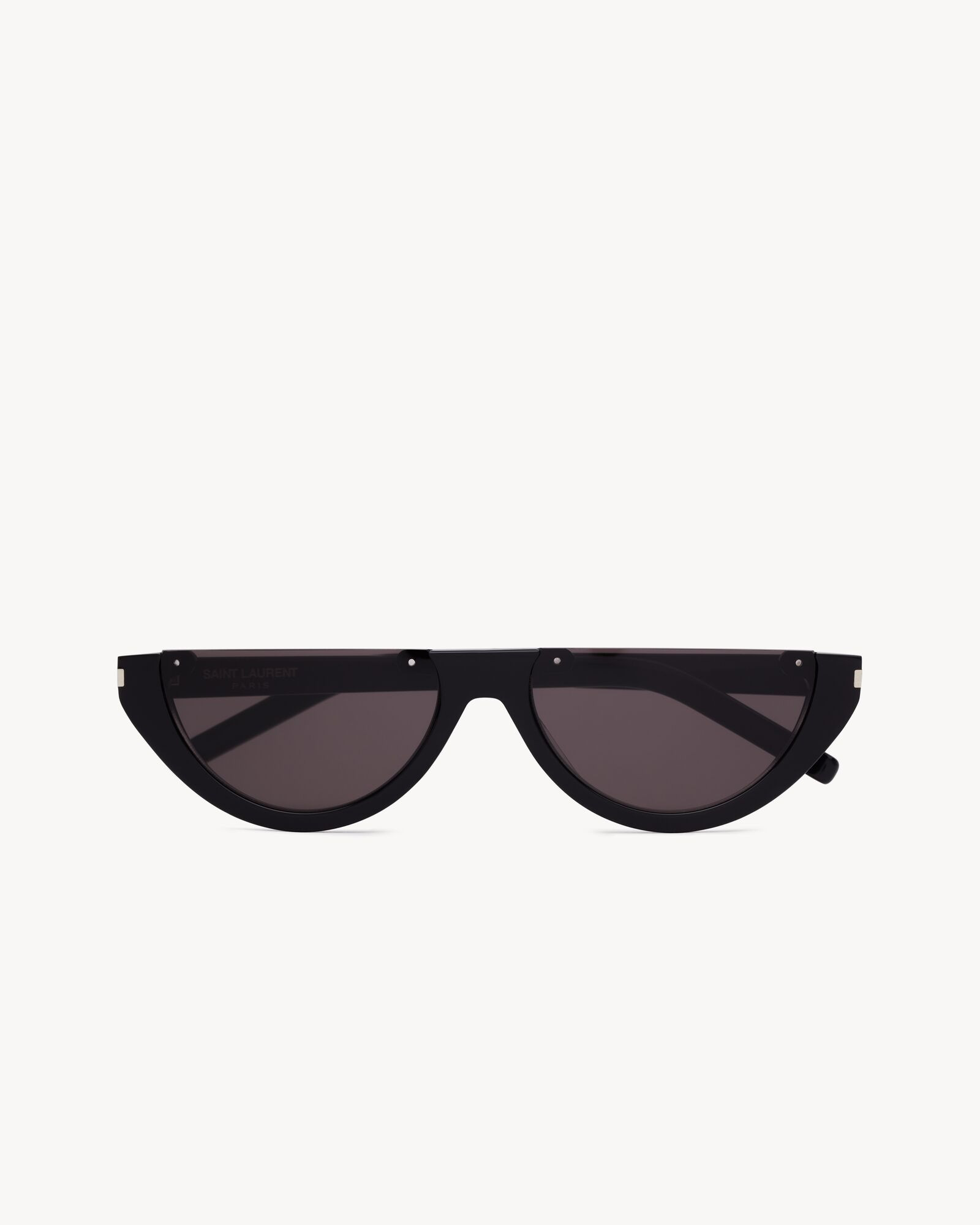 Sunglasses with half-rim elongated cat-eye acetate frames and nylon lenses. | Saint Laurent Inc. (Global)