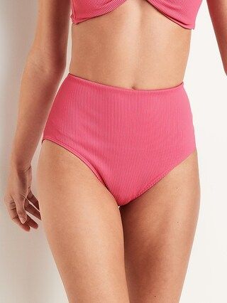 High-Waisted Ribbed Bikini Swim Bottoms for Women | Old Navy (US)