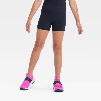 Girls' Tumble Shorts - All In Motion™ Black L: Recycled Polyester, Spandex, Moisture Wicking, High Rise, Pull-On | Target