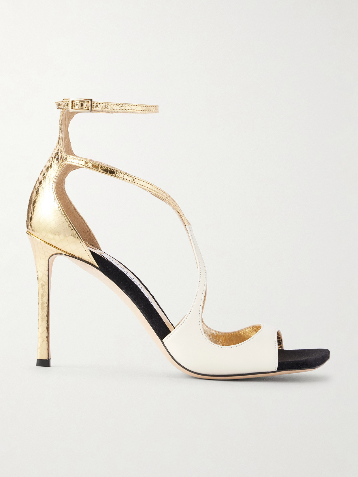 Jimmy Choo - Azia 95 Metallic Leather Sandals - Multi | NET-A-PORTER (US)