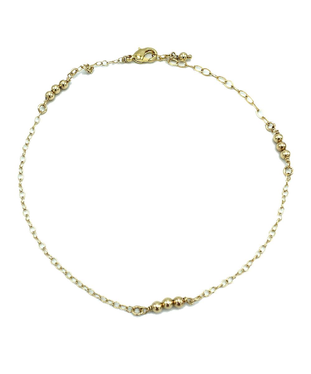 LovMely Women's Anklets gold - Gold Three-Bead Anklet | Zulily