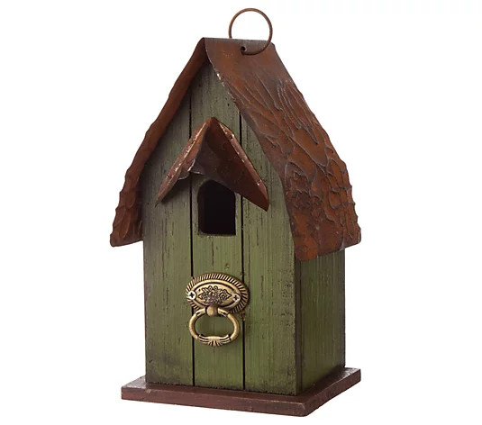 Glitzhome Cottage Style W Faux Knocker Lawn Garden Bird House | QVC