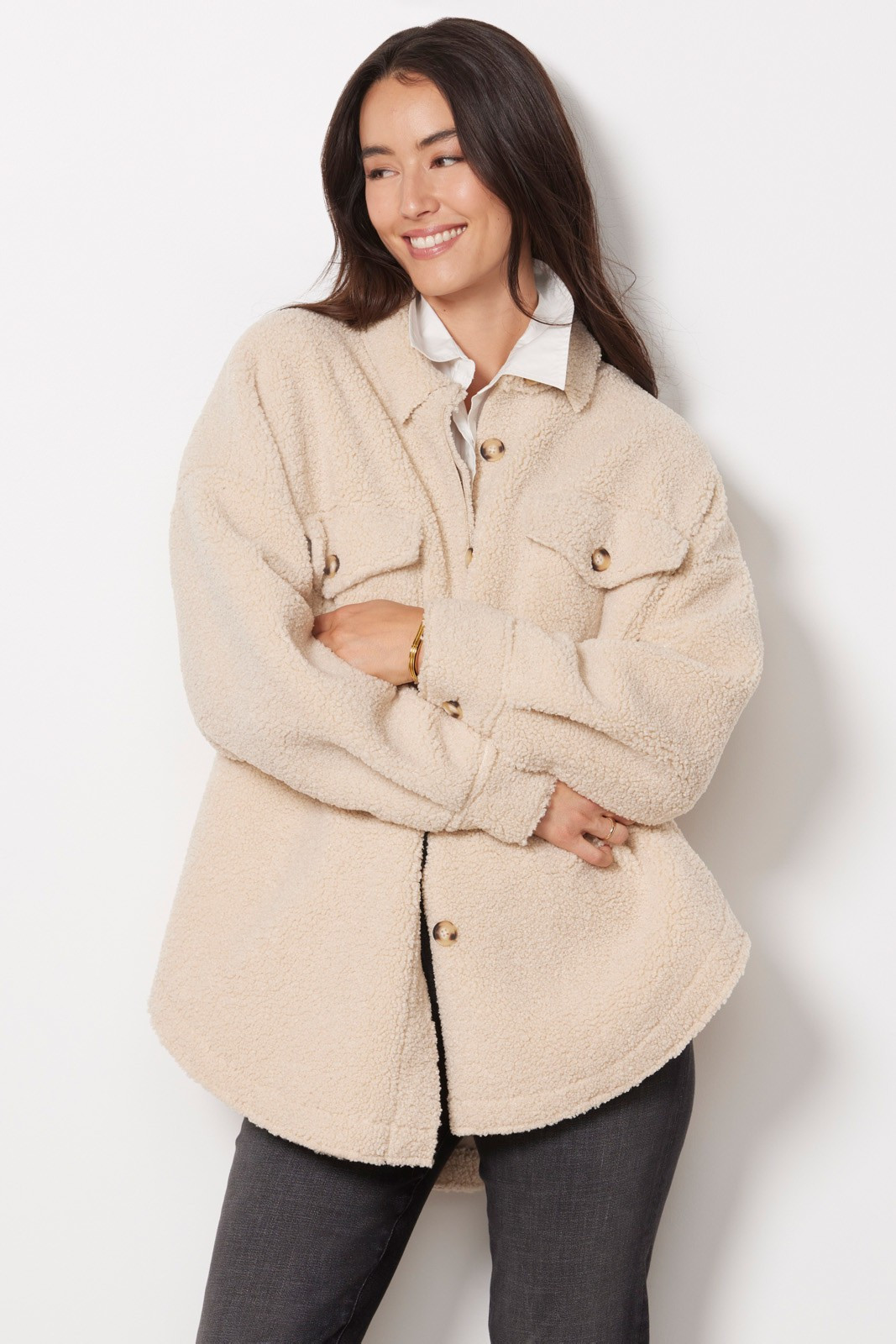 GOOD AMERICAN Sherpa Shacket | EVEREVE | Evereve