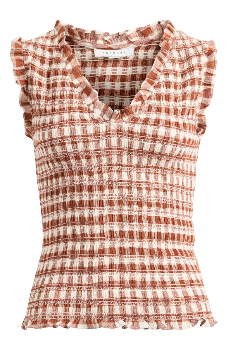 Topshop Plaid Smocked Tank Top | Nordstrom | Nordstrom