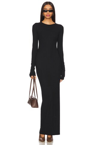 Eterne Long Sleeve Crewneck Maxi Dress in Black from Revolve.com | Revolve Clothing (Global)