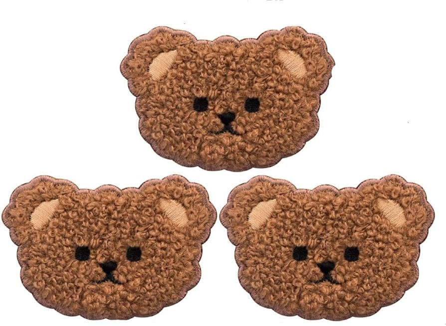 3 Pcs Brown Plush Iron On Patches, Cute Bear Patches Cartoon Clothes Appliques Creative Animal Ba... | Amazon (US)