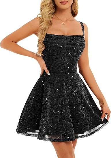 BeryLove Women's Sparkly Homecoming Formal Teen Cocktail Mini Prom Dress | Amazon (US)