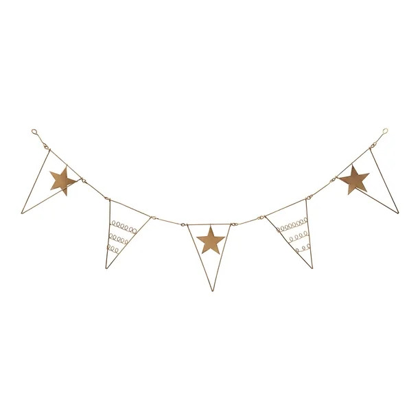 Creative Co-Op 35-1/2"L Banner w/Stars, Antique Brass Finish Metal Garlands, Multi | Walmart (CA)