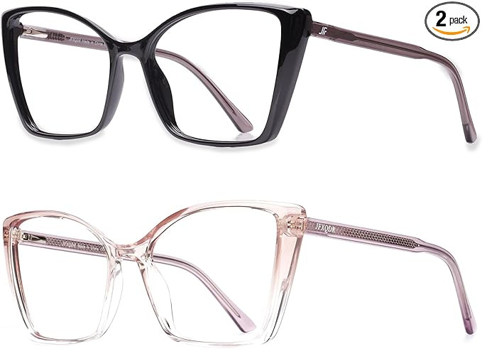 2 Pack Blue Light Blocking Glasses for Women, Oversized Trendy Cat Eye Computer Gaming Glasses An... | Amazon (US)