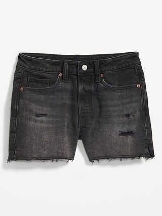 High-Waisted Button-Fly O.G. Straight Ripped Side-Slit Jean Shorts for Women -- 3-inch inseam | Old Navy (US)