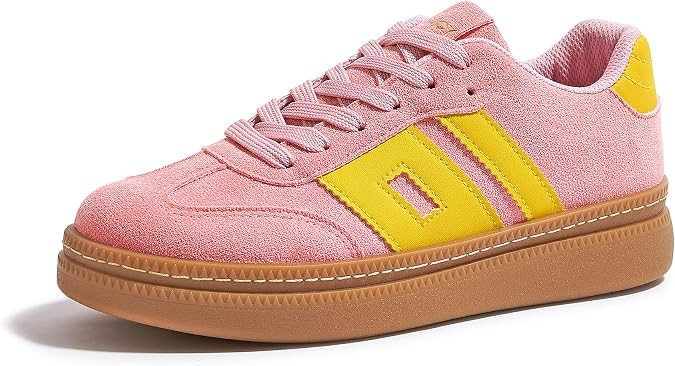 Women's Platform Sneakers Vintage Tennis Shoes with Thick Rubber Gum Sole Breathable Cushioned Co... | Amazon (US)