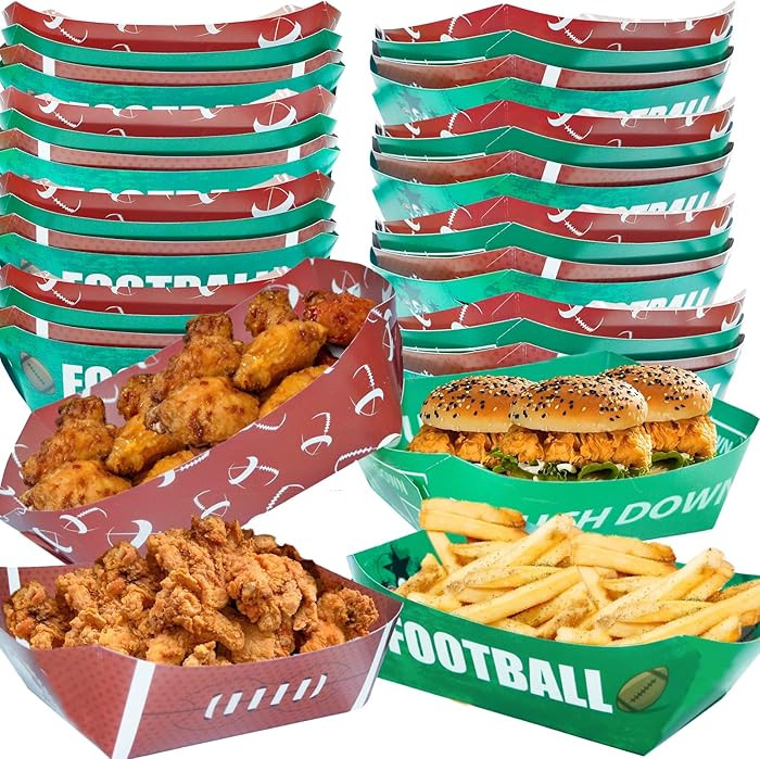 40 Pack Football Party Supplies - Large Football Food Serving Trays, Disposable Paper Plates Part... | Amazon (US)