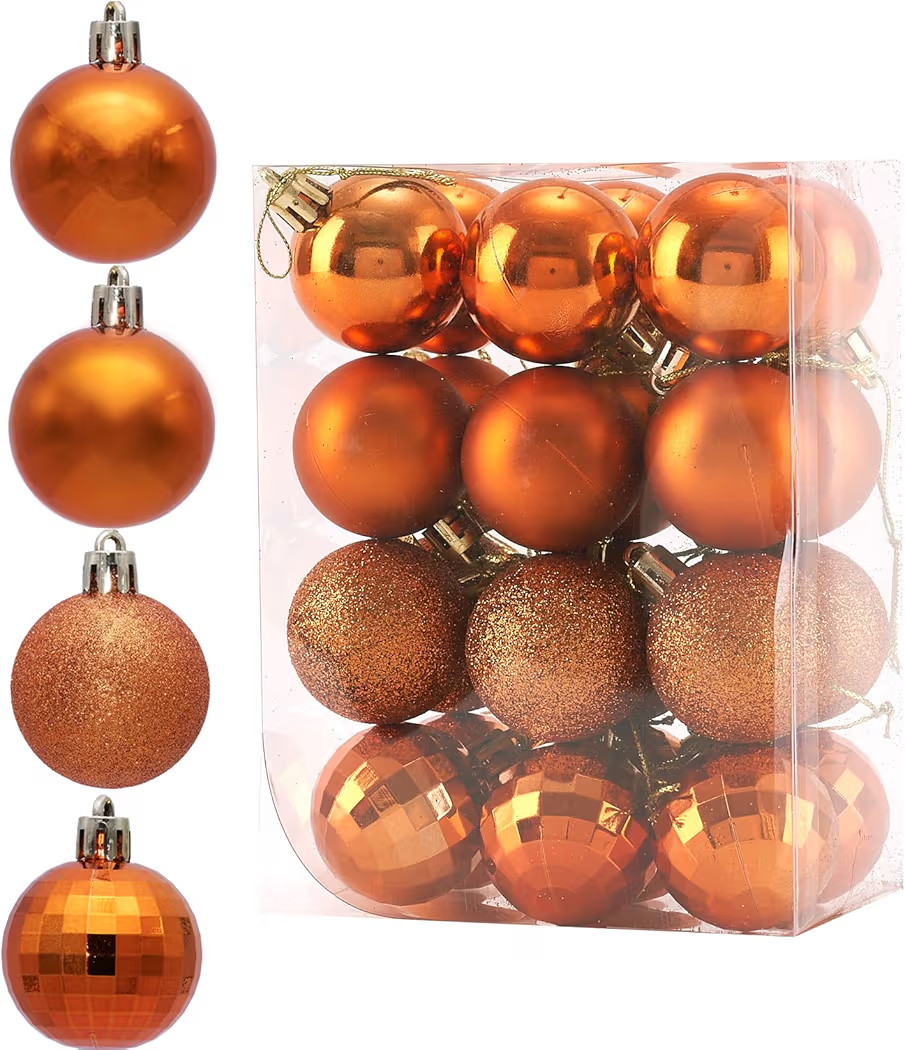Christmas Ball 24ct 1.57 Inches Orange Mini Xmas Hanging Ornaments for Trees Wreath Garland Weddi... | Amazon (US)
