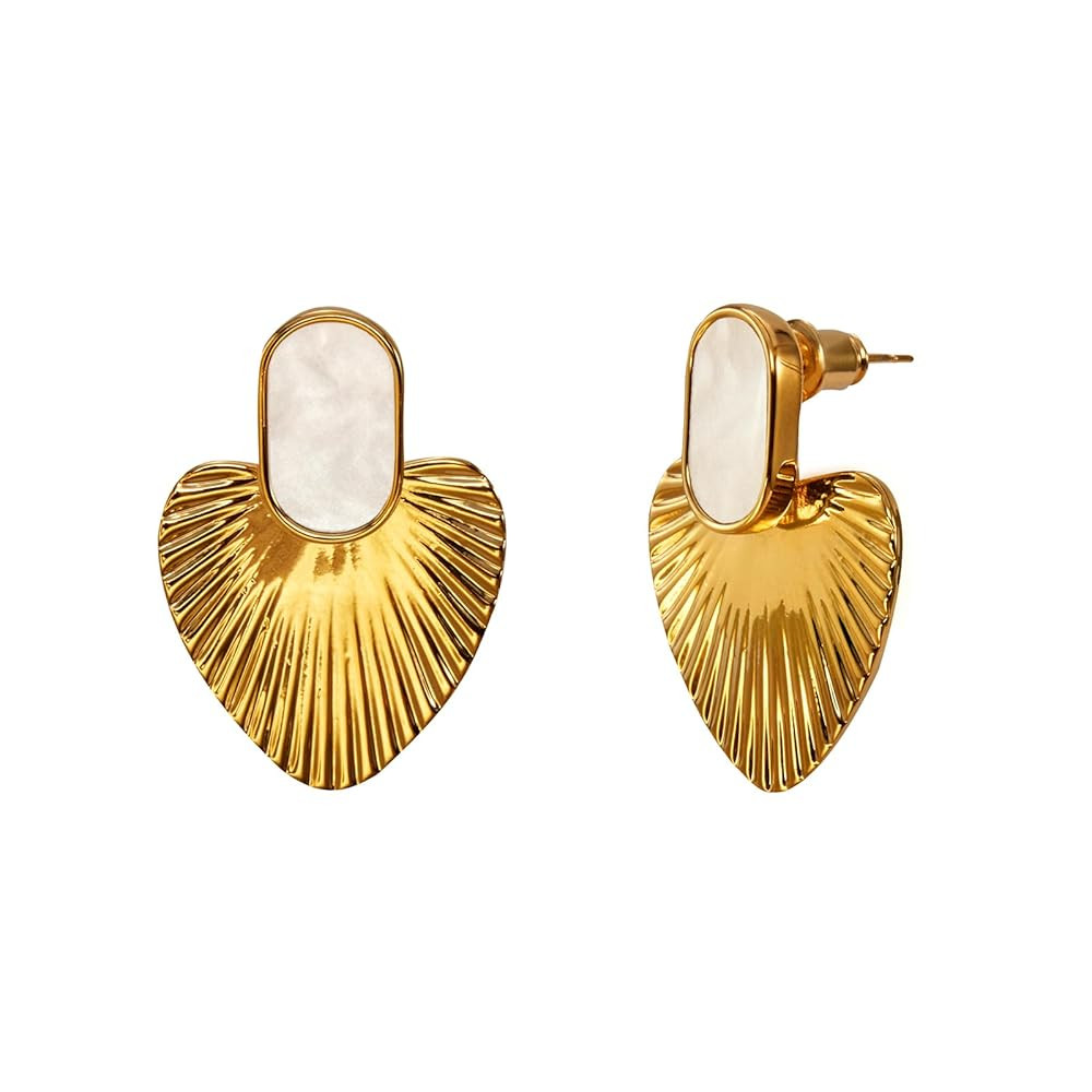 Black/White/Red/Green/Pink/Beige gold earrings for women-24K Gold Plated Heart Statement Earrings... | Amazon (US)