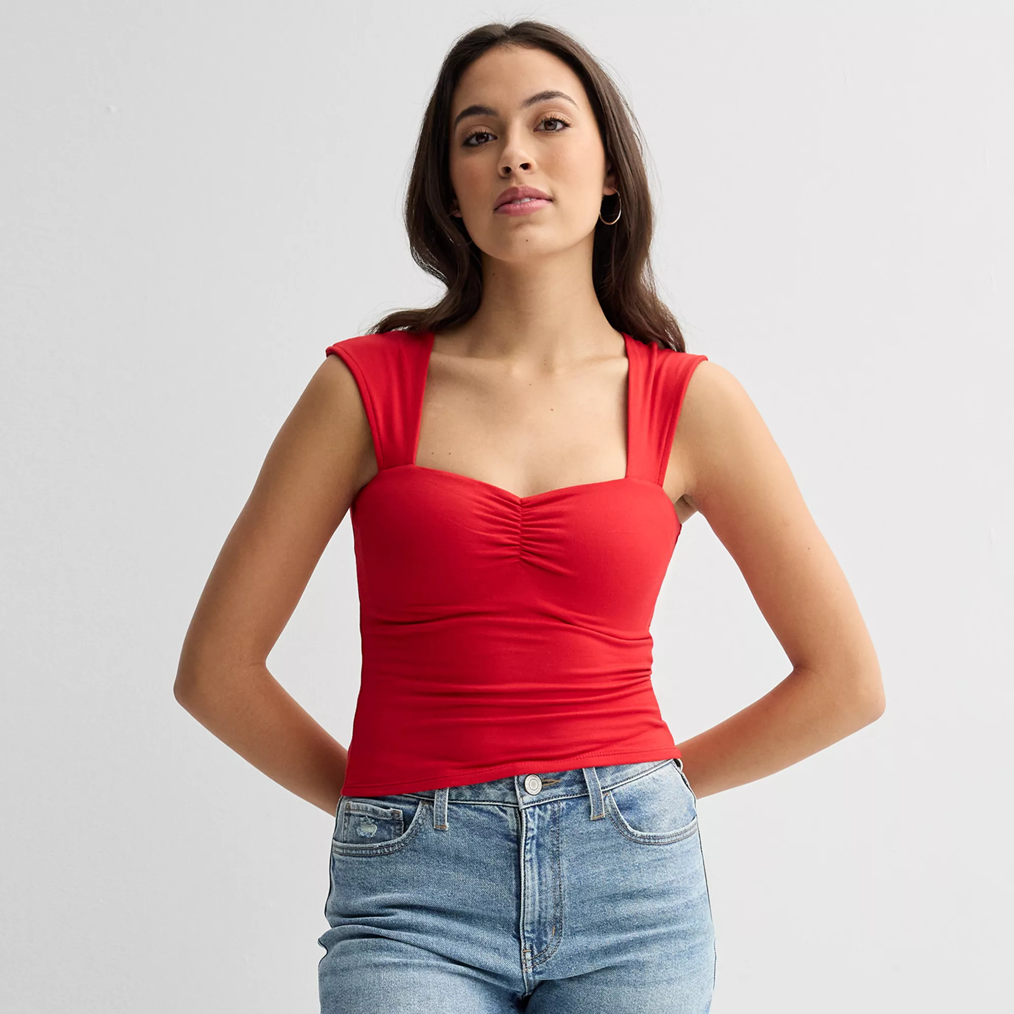 Juniors' Harper & Ivy Yummy Contour Sleeveless Sweatheart Top | Kohl's