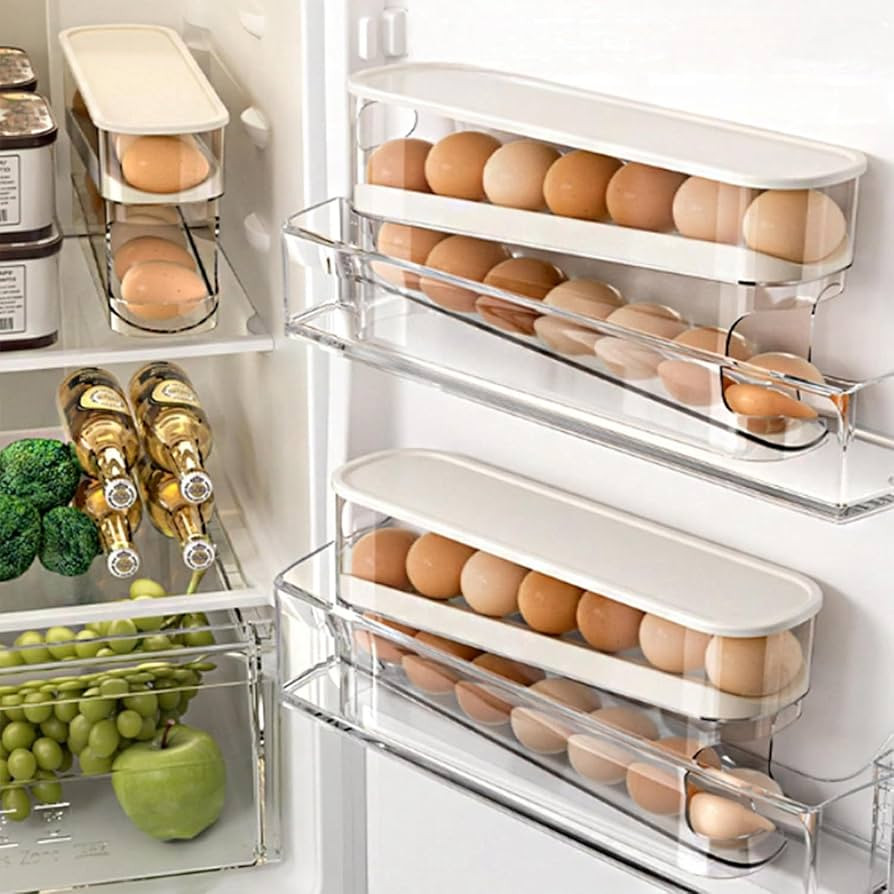 WACOI Auto Rolling Fridge Egg Organizer, Space Saving Eggs Dispenser for Refrigerator Storager, H... | Amazon (US)