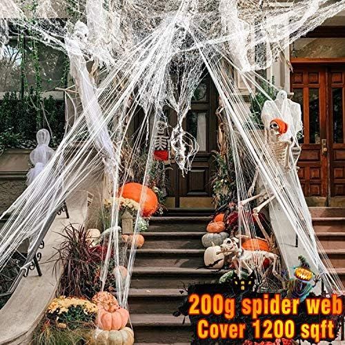 1400 sqft Spider Webs Halloween Decorations, Super Stretch Spider Web Cobwebs Haunted House Yard ... | Amazon (US)