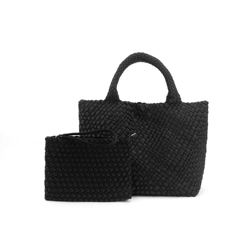 The Charli | Large Woven Neoprene Tote with Wristlet | Black | Babs+Birdie