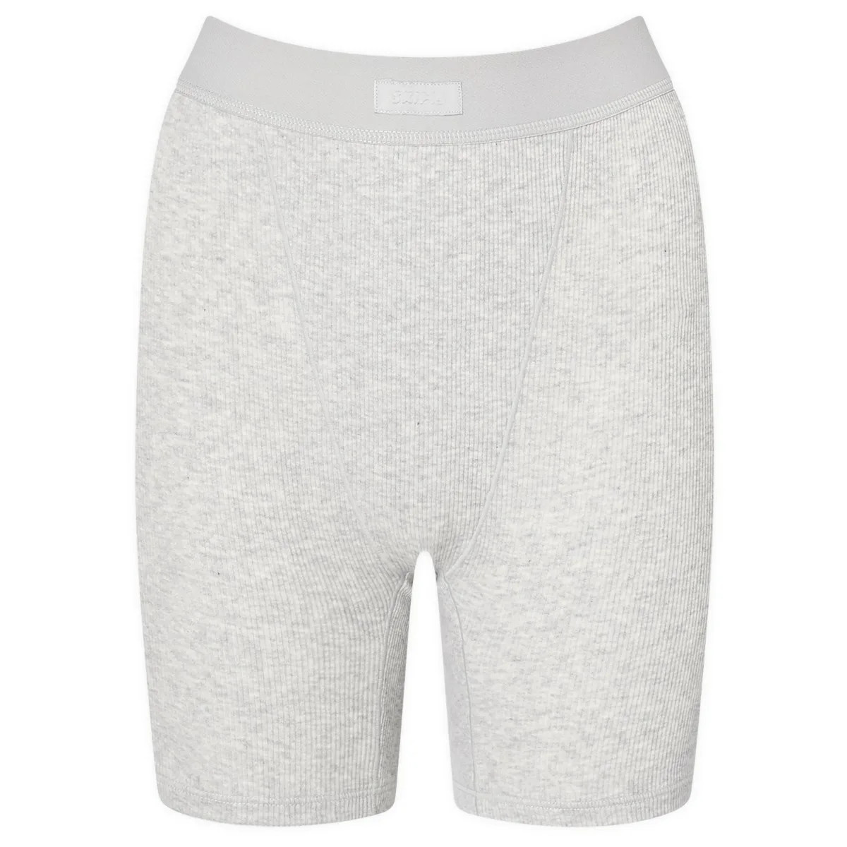 SKIMS Women's Cotton Rib Boxer in Light Heather Grey, Size X-Small | END. Clothing