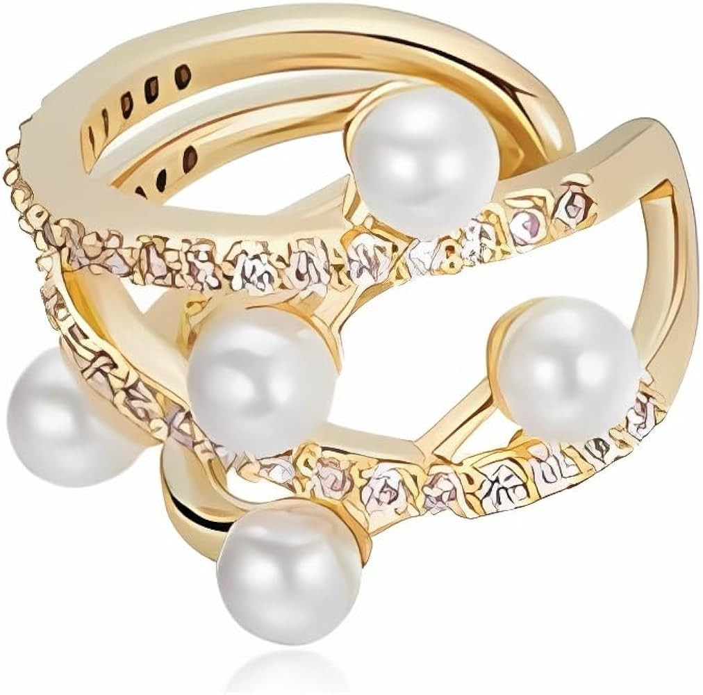 Pearl Ear Cuff Non Piercing Ear Cuff CZ Earrings for Women Non Pierced Clip on Cartilage Jewelry ... | Amazon (US)