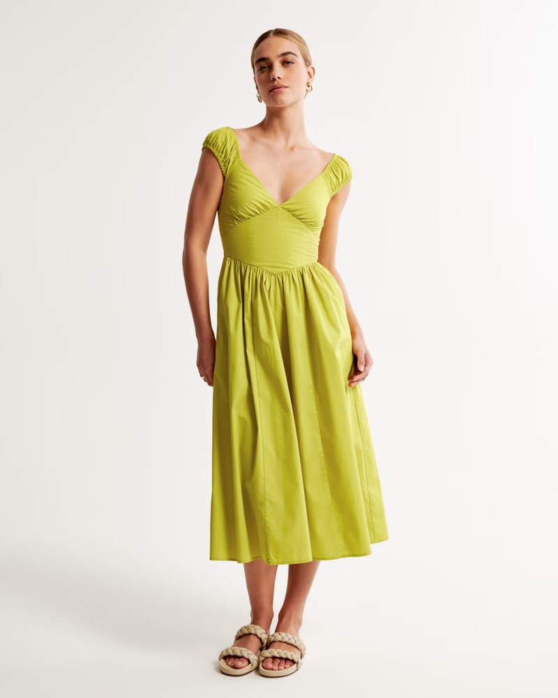 Cap Sleeve Corset Midi Dress | Abercrombie & Fitch (US)