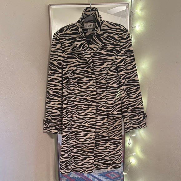 Long fuzzy zebra coat | Poshmark