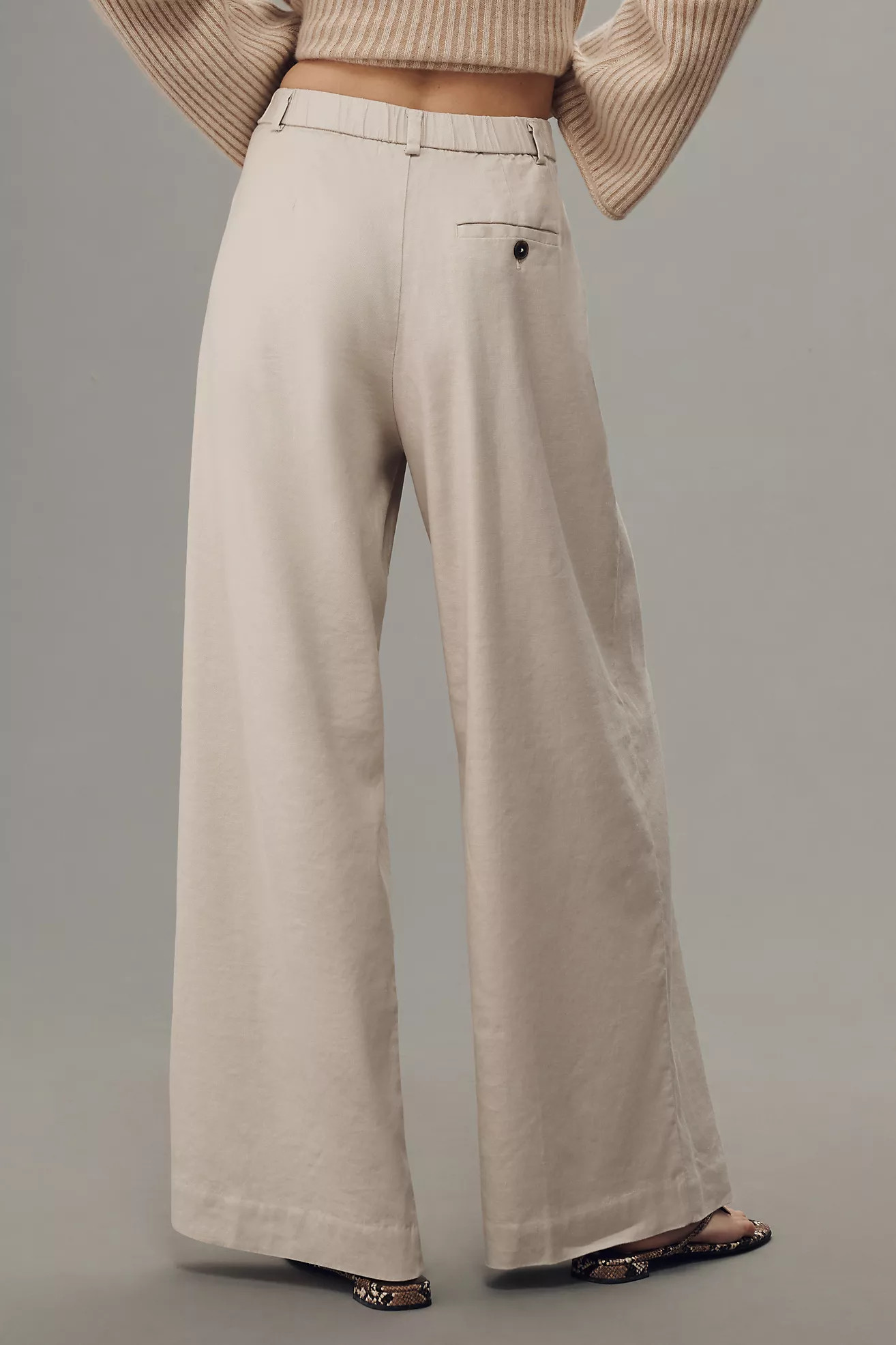 Maeve Linen Wide-Leg Trouser Pants | Anthropologie (US)