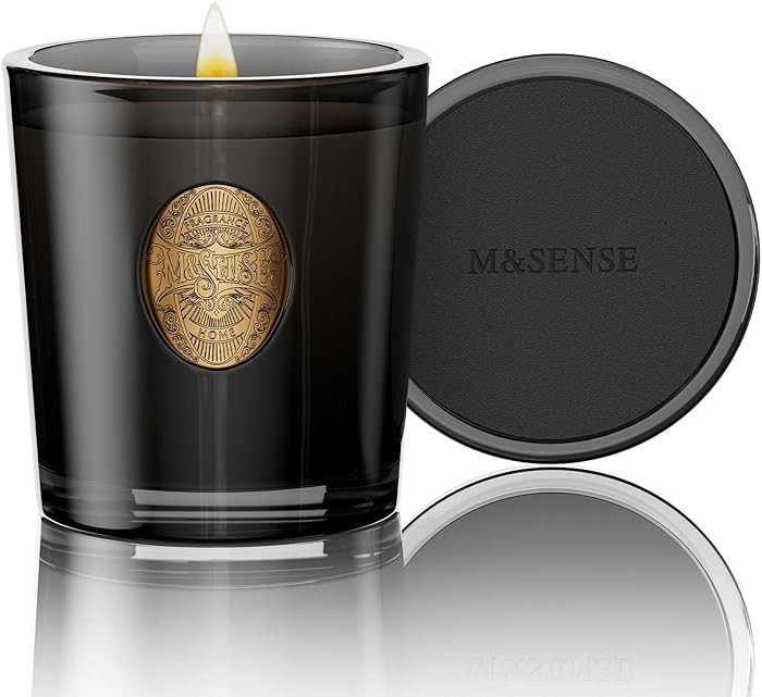 M&SENSE Natural Soy Candle | Oud Wood & Black | 9.2 oz, 50H Burn Time | Luxury Scented Candle for... | Amazon (US)