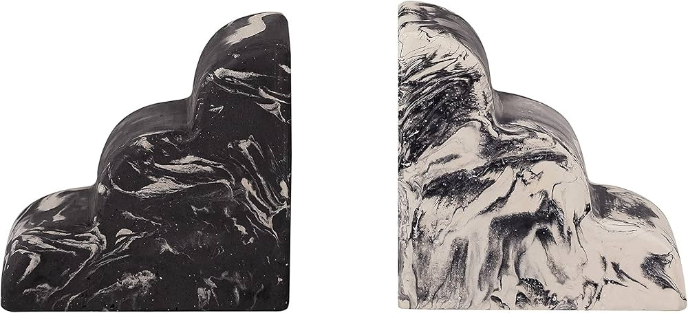 White and Grey Concrete and Marble Veneer Bookends (Set of Two) | Amazon (US)