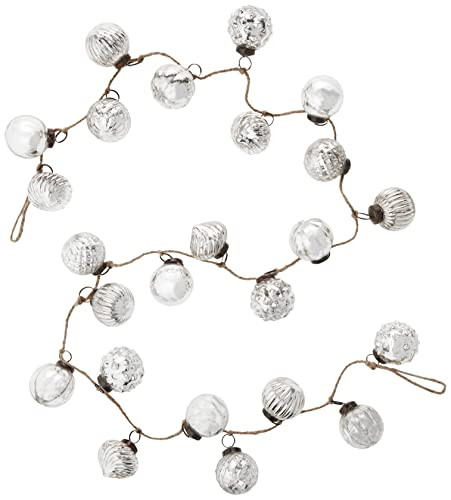 Creative Co-Op Embossed Mercury Glass Ornamental Garland, 72 Inch, Antique Silver | Amazon (US)