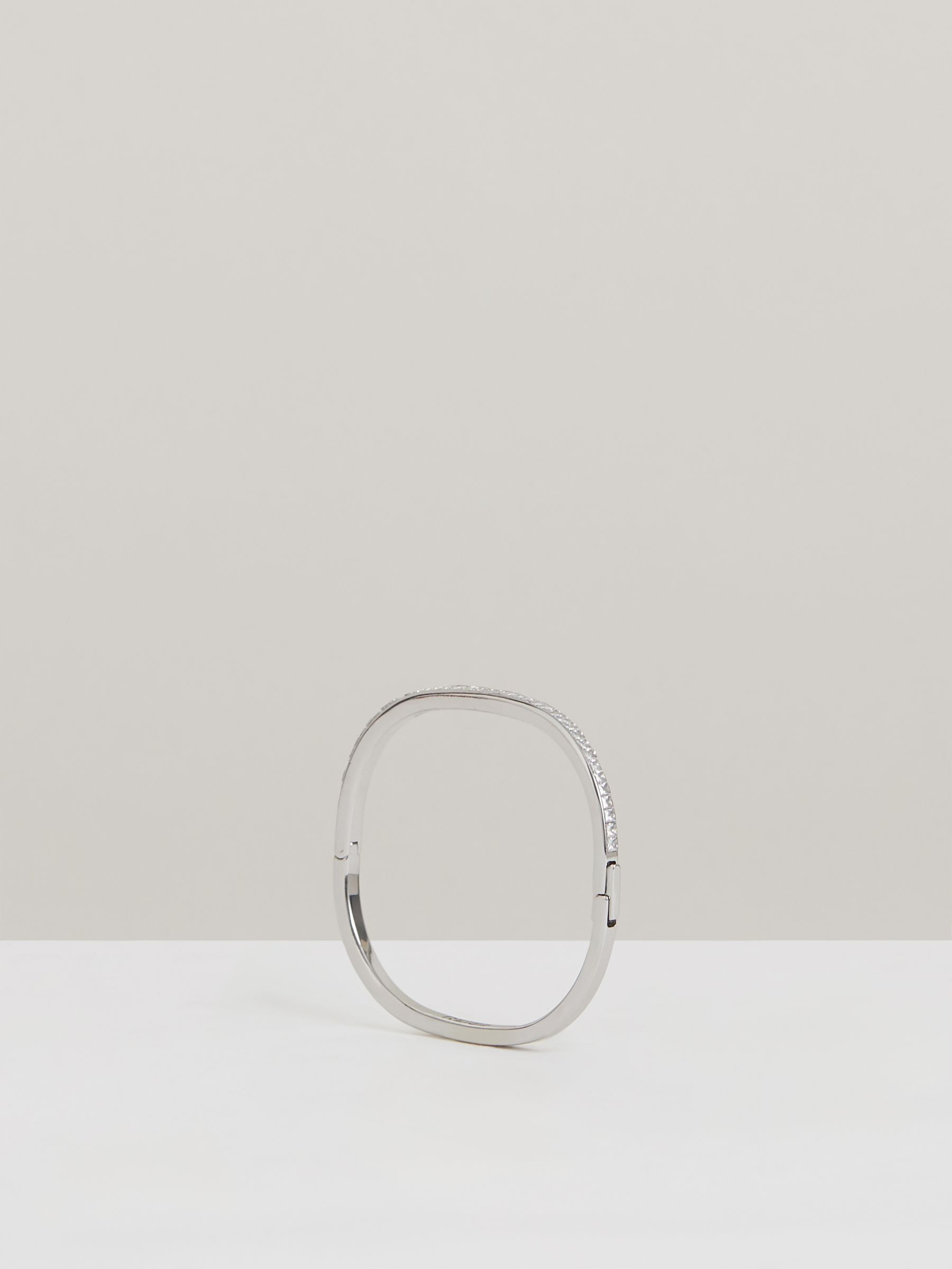 Hinged Crystal Cuff in Silver | Reiss UK