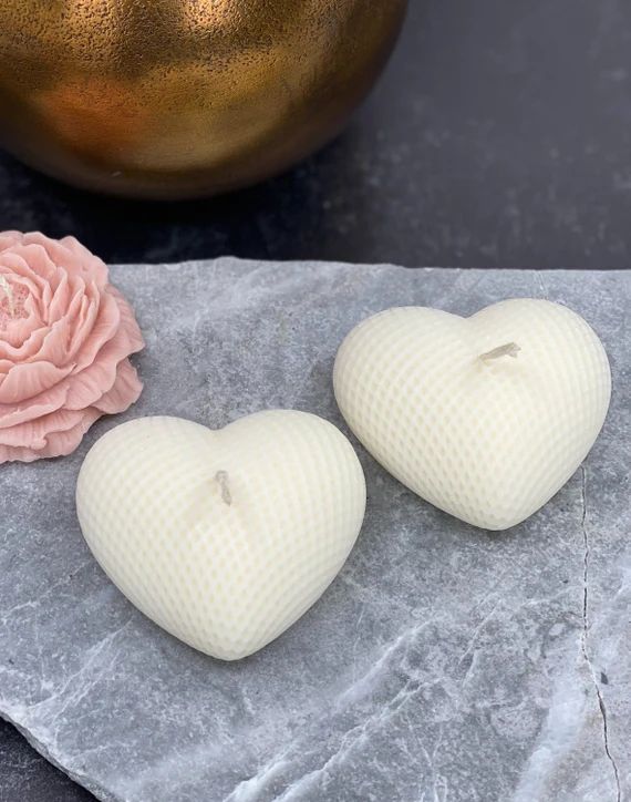 2 White Heart Candles Unique Candles Home Decor Candle Soy | Etsy | Etsy (US)